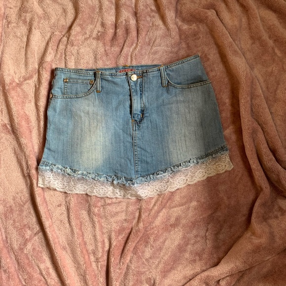 Denim mini skirt with lace bottom (super cute) - Picture 2 of 2